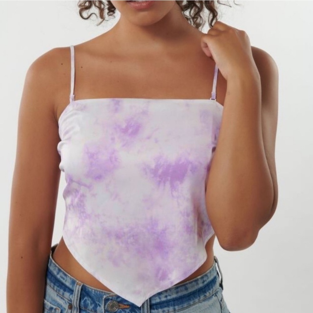 GARAGE Bandana Tie Dye Top with Tie Back Size M Purple NEW